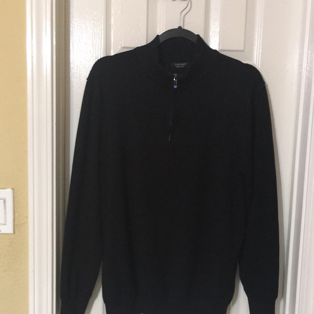 Men black size large quarter zip sweater CooFandy